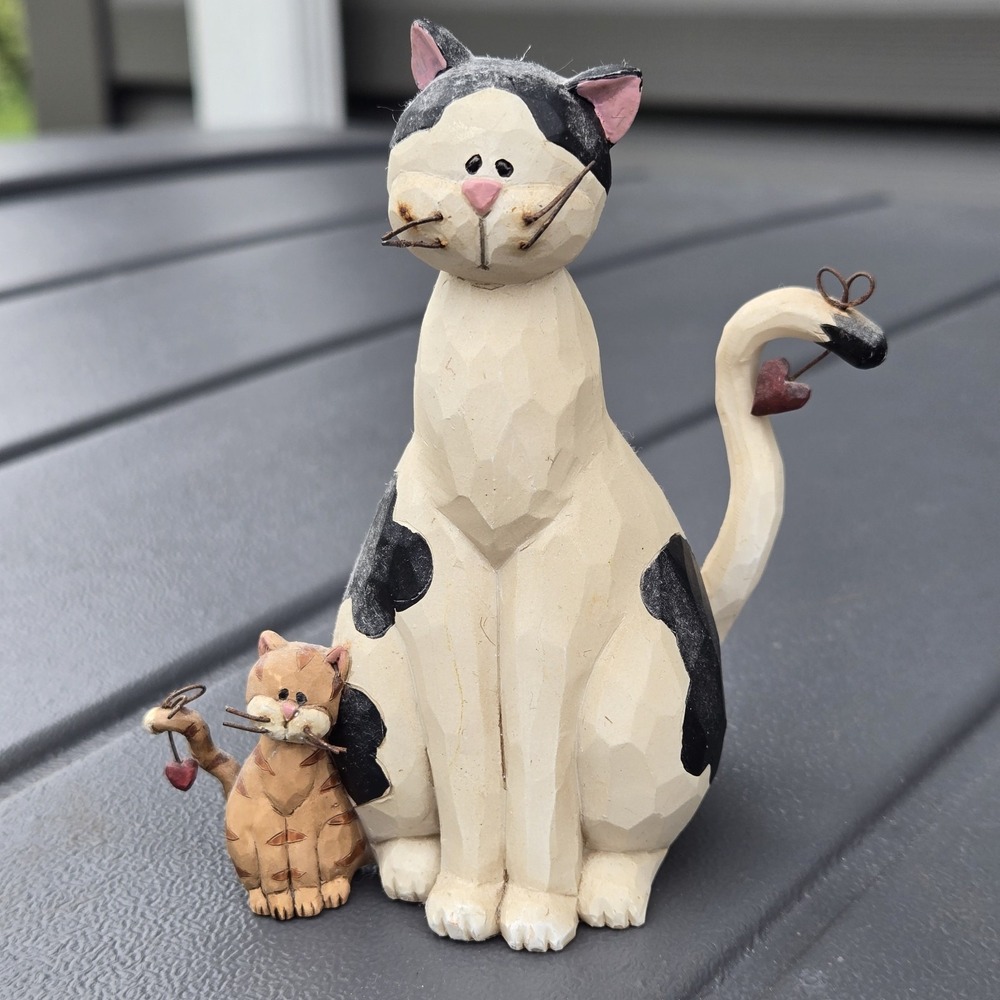 Suzi Skoglund  Mother Cat Baby Kitten Figurine For Blossom Bucket Heart Tails